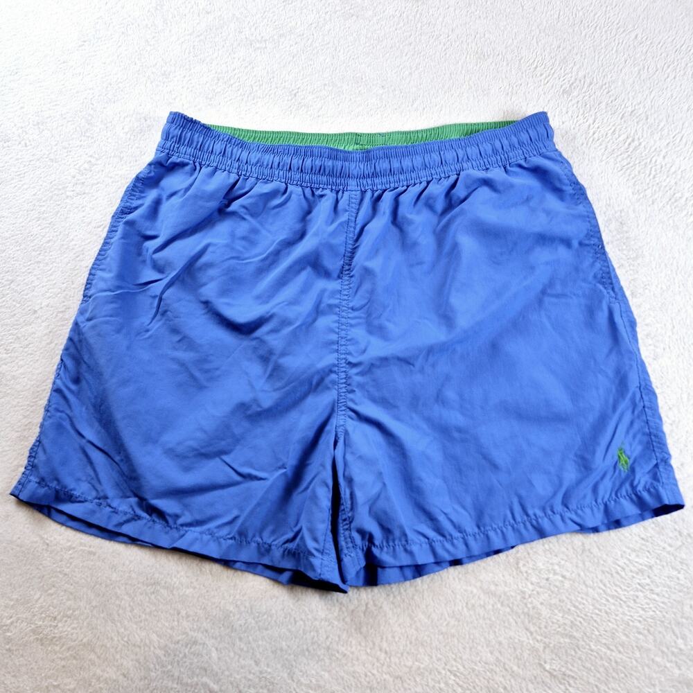 Polo Ralph Lauren Swim Trunks Mens Blue XL Green Lined Pony Logo Beach Casual